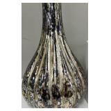 Table Lamp - Vase-Shaped Base with White Drum Shade & Metallic Crackle Finish