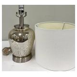 Crackle Table Lamp - White Shade & Silver Base