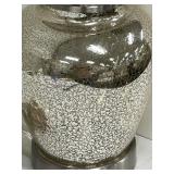 Crackle Table Lamp - White Shade & Silver Base