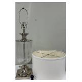 Ribbed Glass Table Lamp with Chrome Base & White Drum Shade #2