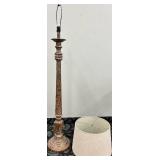Vintage Rustic Floor Lamp with Linen Drum Shade