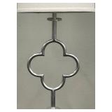 Floor Lamp - Quatrefoil Accent & White Drum Shade, Silver Finish