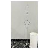Floor Lamp - Quatrefoil Accent & White Drum Shade, Silver Finish