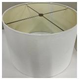 Lampshades Pair - White Fabric, Beige Interior, Spider Fitter
