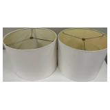 White Fabric Drum Lampshades Pair - Spider Fittings
