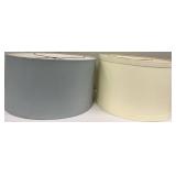 Drum Lamp Shades - Pair, Cream & Light Gray Fabric, Spider Fitter