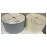Drum Lamp Shades - Pair, Cream & Light Gray Fabric, Spider Fitter