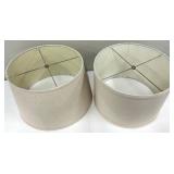 Pair of Beige Fabric Drum Lamps