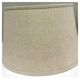 Pair of Beige Fabric Drum Lamps