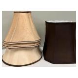 Lamp Shades - Beige Bell & Brown Square (Lot of 3)