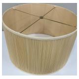 Tan Pleated Drum Lampshade - Beige Fabric, Cylindrical