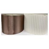Lampshades - Brown Satin & White Pleated & Black Cylinder (Lot of 3)