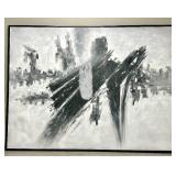 Abstract Cityscape Painting on Canvas - Monochrome Brushwork & Modern Wall Art