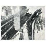 Abstract Cityscape Painting on Canvas - Monochrome Brushwork & Modern Wall Art