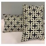 Two Accent Pillows  - Black & Cream Geometric Pattern