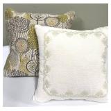 Envogue 18x18 Decorative Throw Pillows Set of 2 - Embroidered Border & Pattern