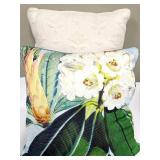Frontgate Decorative Pillows - Tropical Floral Print & White Embossed Texture (Lot of 2)