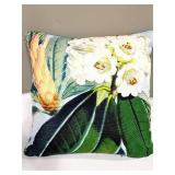 Frontgate Decorative Pillows - Tropical Floral Print & White Embossed Texture (Lot of 2)