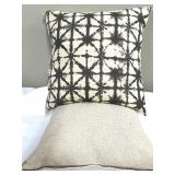 Decorative Throw Pillows Beige Herringbone & Black Geometric Pattern (Lot of 2)