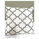 Throw Pillow - Gray & Ivory Geometric Trellis Pattern