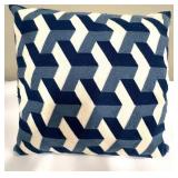 Navy White Decorative Pillows - Geometric, Striped & Plain (Lot of 3)