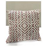 Throw Pillow Trio - Beige, Charcoal & Silver Geometric Pattern