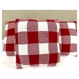 Red & White Buffalo Check Throw Pillows - Set of 3