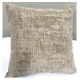 Throw Pillow Set of 3 - Geometric Pattern Taupe & Beige with Blue Accents