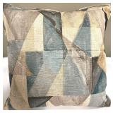 Throw Pillow Set of 3 - Geometric Pattern Taupe & Beige with Blue Accents