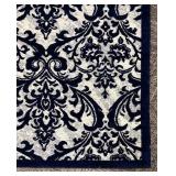 Damask Accent Rug - Navy & Ivory