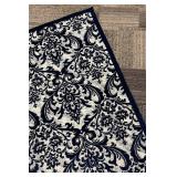 Damask Accent Rug - Navy & Ivory