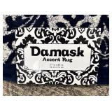 Damask Accent Rug - Navy & Ivory