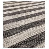 Striped Indoor Rug - Grey & Cream