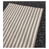 Beige & Gray Striped Area Rug - Woven Textile