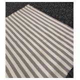 Beige & Gray Striped Area Rug - Woven Textile