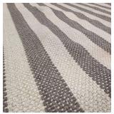 Beige & Gray Striped Area Rug - Woven Textile
