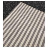 Beige & Gray Striped Area Rug - Woven Textile