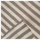 Beige & Gray Striped Area Rug - Woven Textile