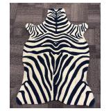 Zebra Print Rug Navy & Cream