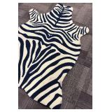 Zebra Print Rug Navy & Cream