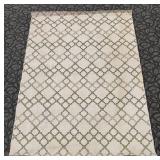 Indoor-Outdoor Rug - Beige & Sage Green Lattice Pattern