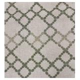 Indoor-Outdoor Rug - Beige & Sage Green Lattice Pattern
