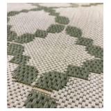 Indoor-Outdoor Rug - Beige & Sage Green Lattice Pattern