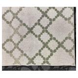 Indoor-Outdoor Rug - Beige & Sage Green Lattice Pattern