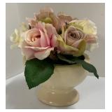 Hello Little One Sign & Rabbit Figurines with Floral Print Frame and Rose Vase