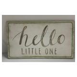 Hello Little One Sign & Rabbit Figurines with Floral Print Frame and Rose Vase
