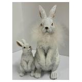 Hello Little One Sign & Rabbit Figurines with Floral Print Frame and Rose Vase