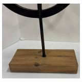 Pair of Metal Circle Decor Sculptures on Wood Bases