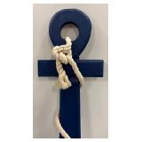 Wooden Anchor Decor & Two Vases - 27.5 Inches Tall