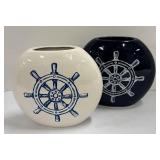 Wooden Anchor Decor & Two Vases - 27.5 Inches Tall